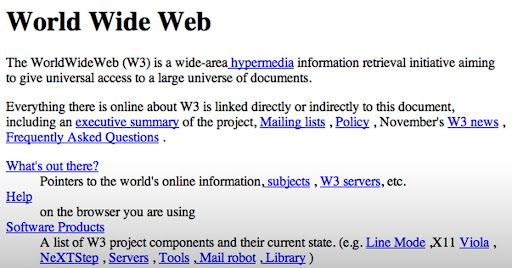 A graphic of first-ever website design | source: ZDNET