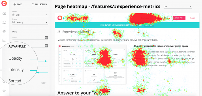 Heatmap cux.io 