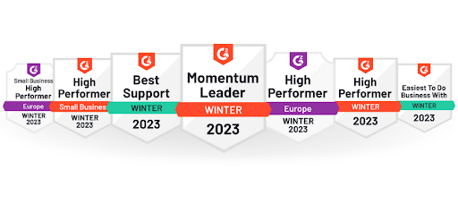 CUX selected badges from G2 Winter 2023 Report