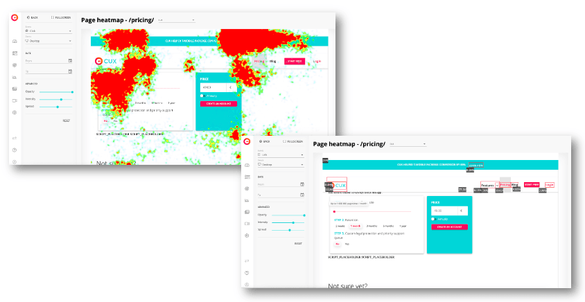 A graphic example of heatmap and linkmap from cux.io app